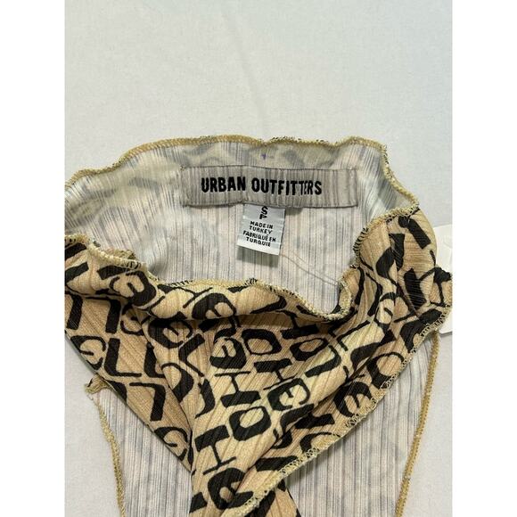 NWT Urban Outfitters Alba Halter Top Black Beige Printed Racerback Size Small - Picture 9 of 14